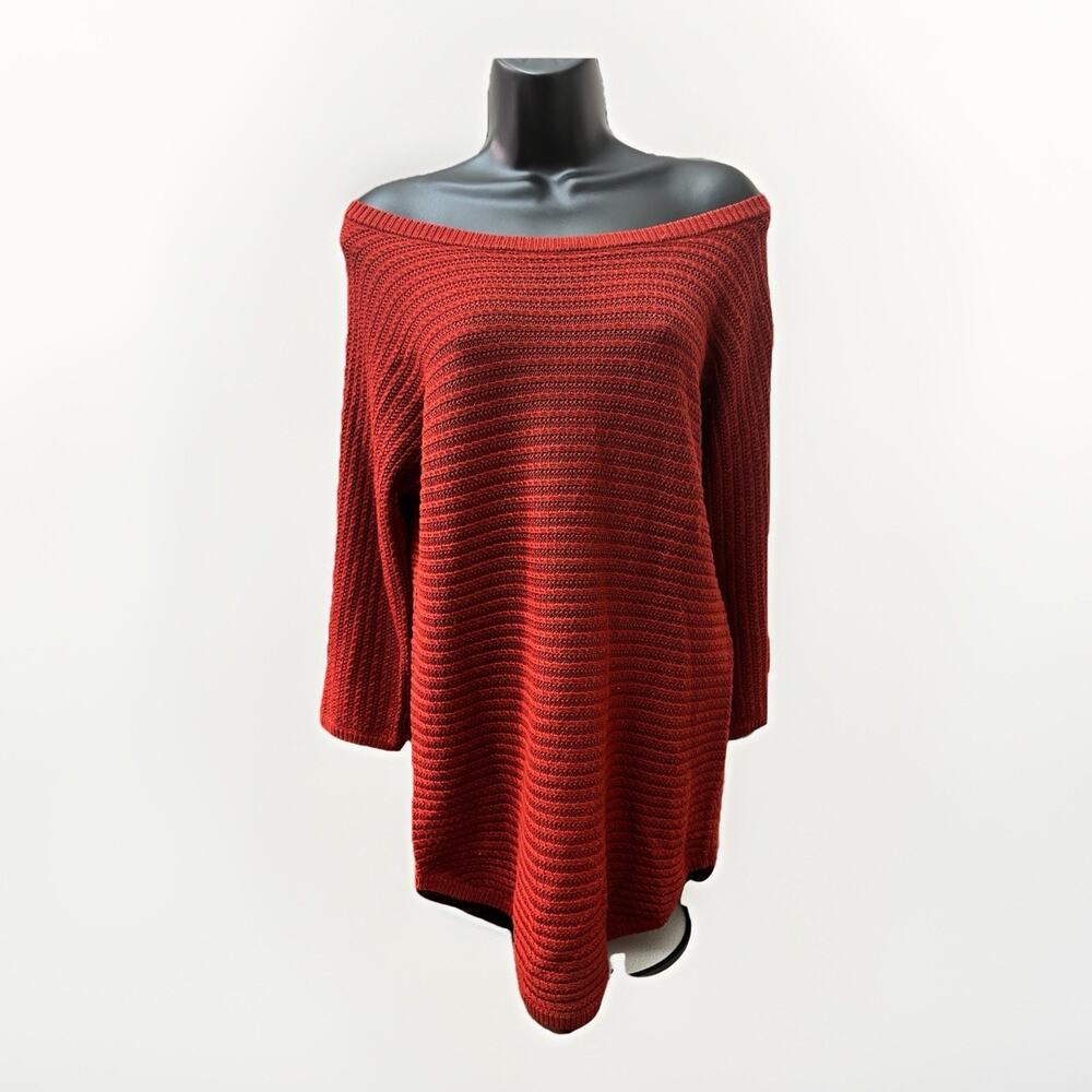 SOHO NY&Co Women’s Red Off Shoulder Knit Sweater Size Small Long Sleeve